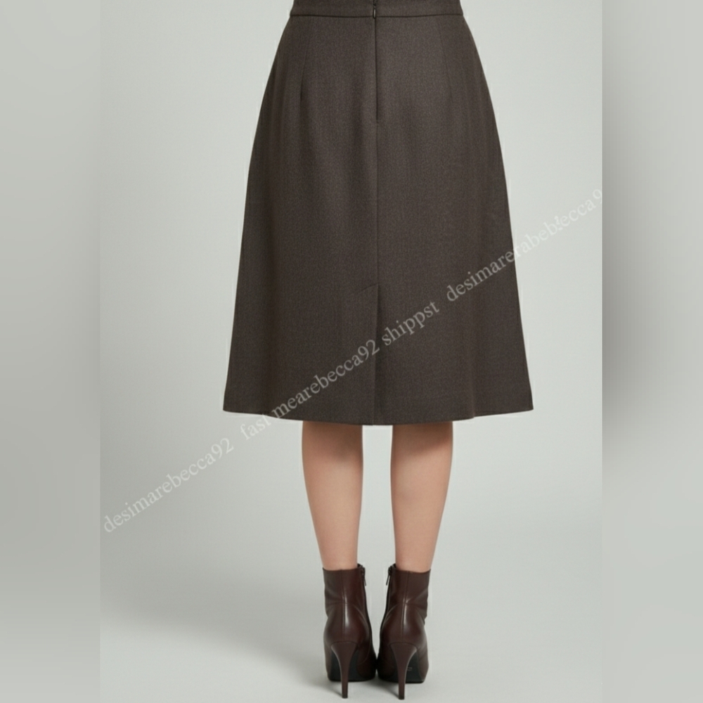 Brooks Brothers Vintage 100% Pure Wool Dark Brown Pencil Skirt - Size 14